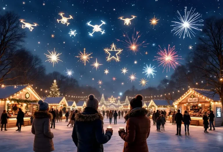 Ce Marché de Noël des Yvelines propose un show de drones pyrotechnique, patinoire et manèges gratuits